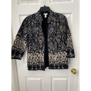 chico’s quilted jacket ethnic Batik Aztec 1‎ large Women’s